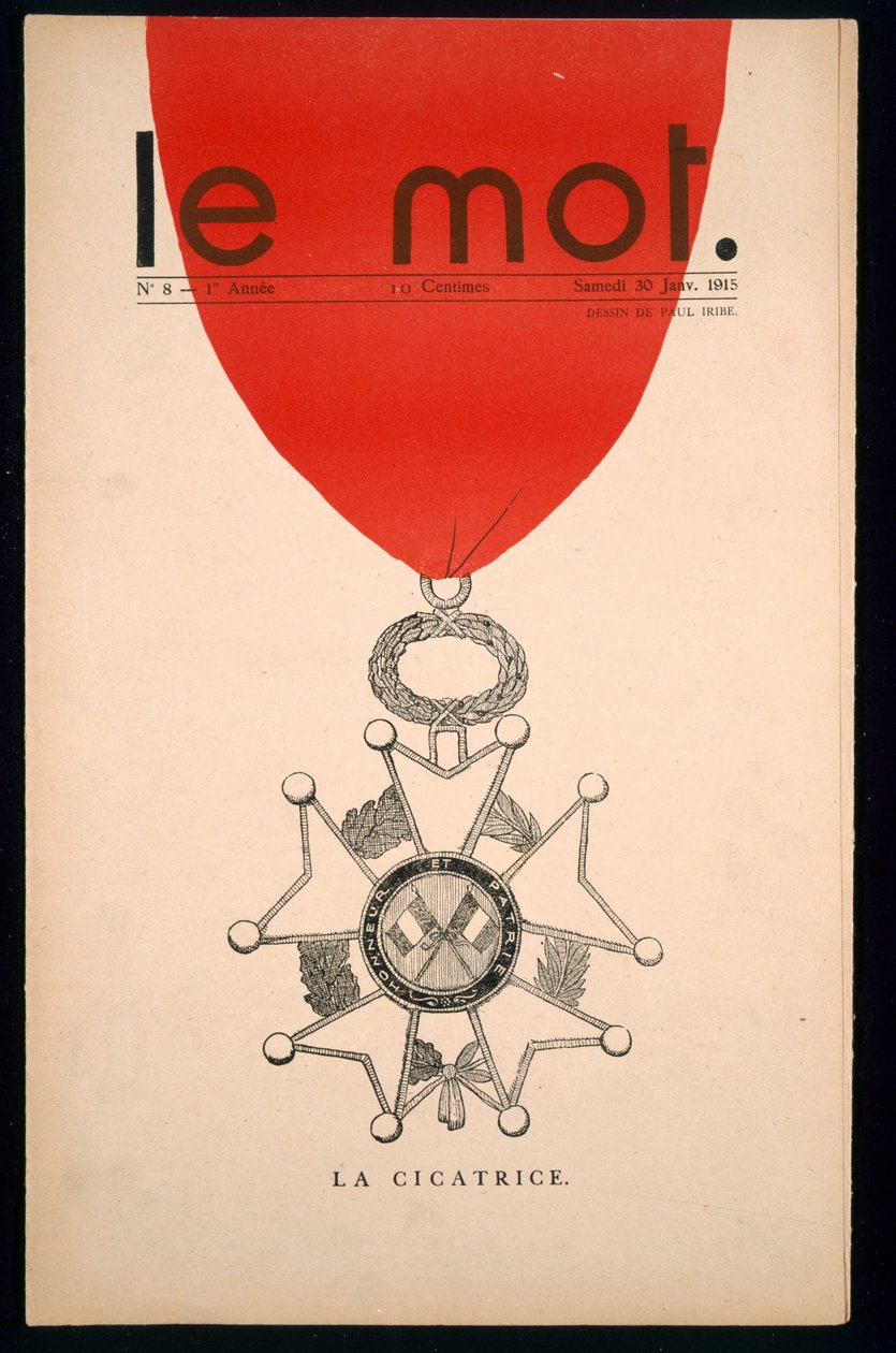 La Cicatrice，&39;Le Mot&39;的封面，1915年1月30日星期六 作者 保罗·伊里贝（Paul Iribe）