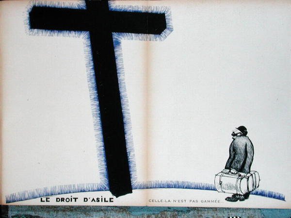 基督教的十字架和庇护权，插图来自“Parlons Francais” 作者 保罗·伊里贝（Paul Iribe）