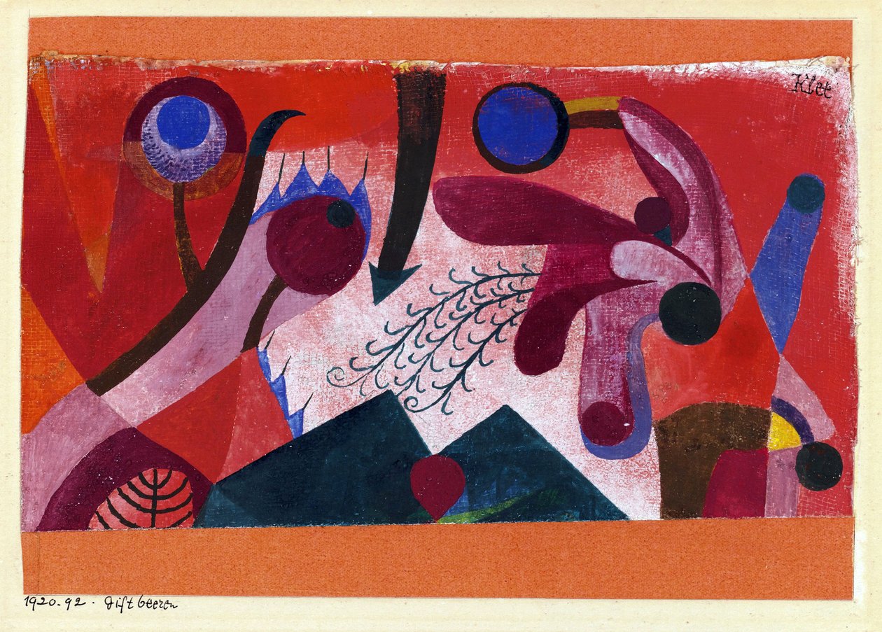 《有毒浆果》水彩画，保罗·克利 (1879-1940) 1920 年 尺寸 15.4x22.2 厘米 私人收藏 作者 保罗·克莱