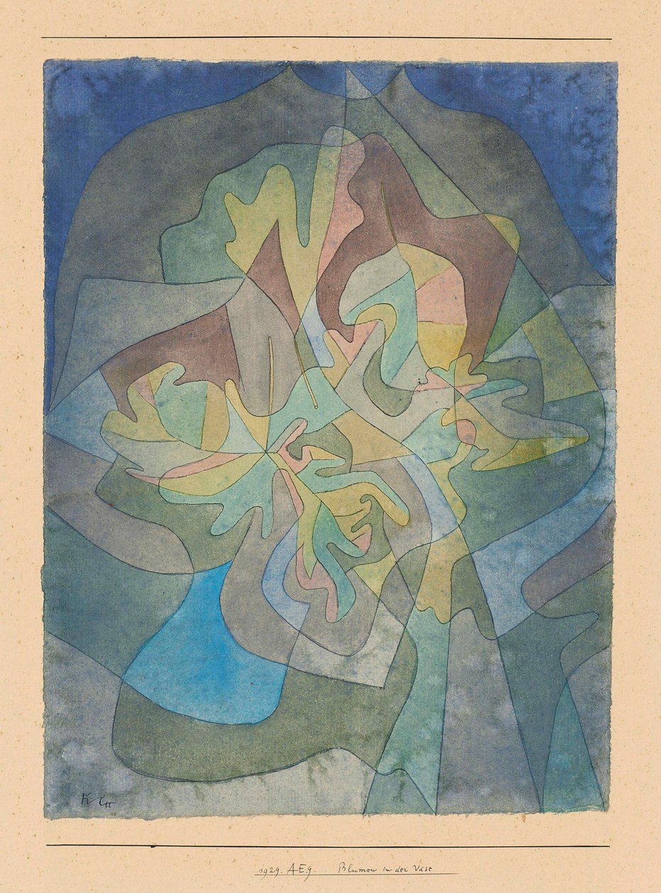 花瓶中的布鲁曼（Blumen in der Vase），花瓶中的花朵，1929年。 作者 保罗·克莱