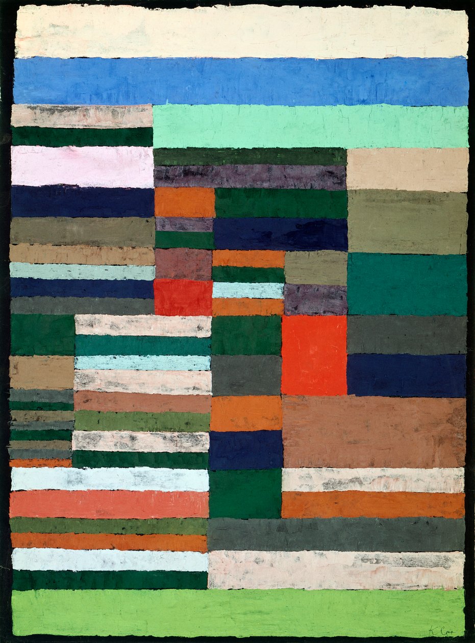 Paul Klee (1879-1940) 的个性化条纹高度测量，纸上粉彩 作者 保罗·克莱