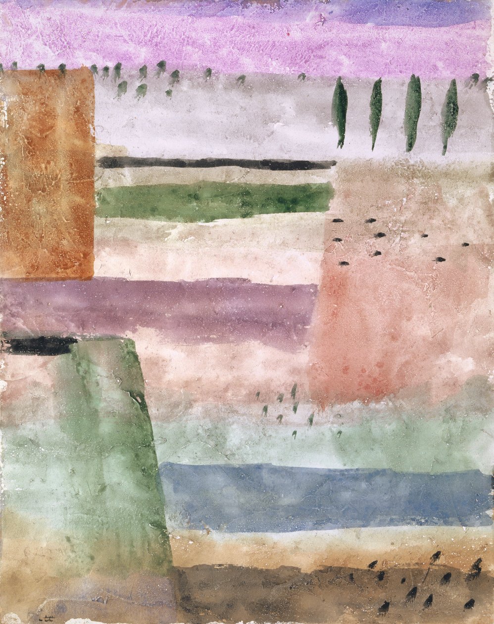有杨树的风景，1929年。 作者 保罗·克莱