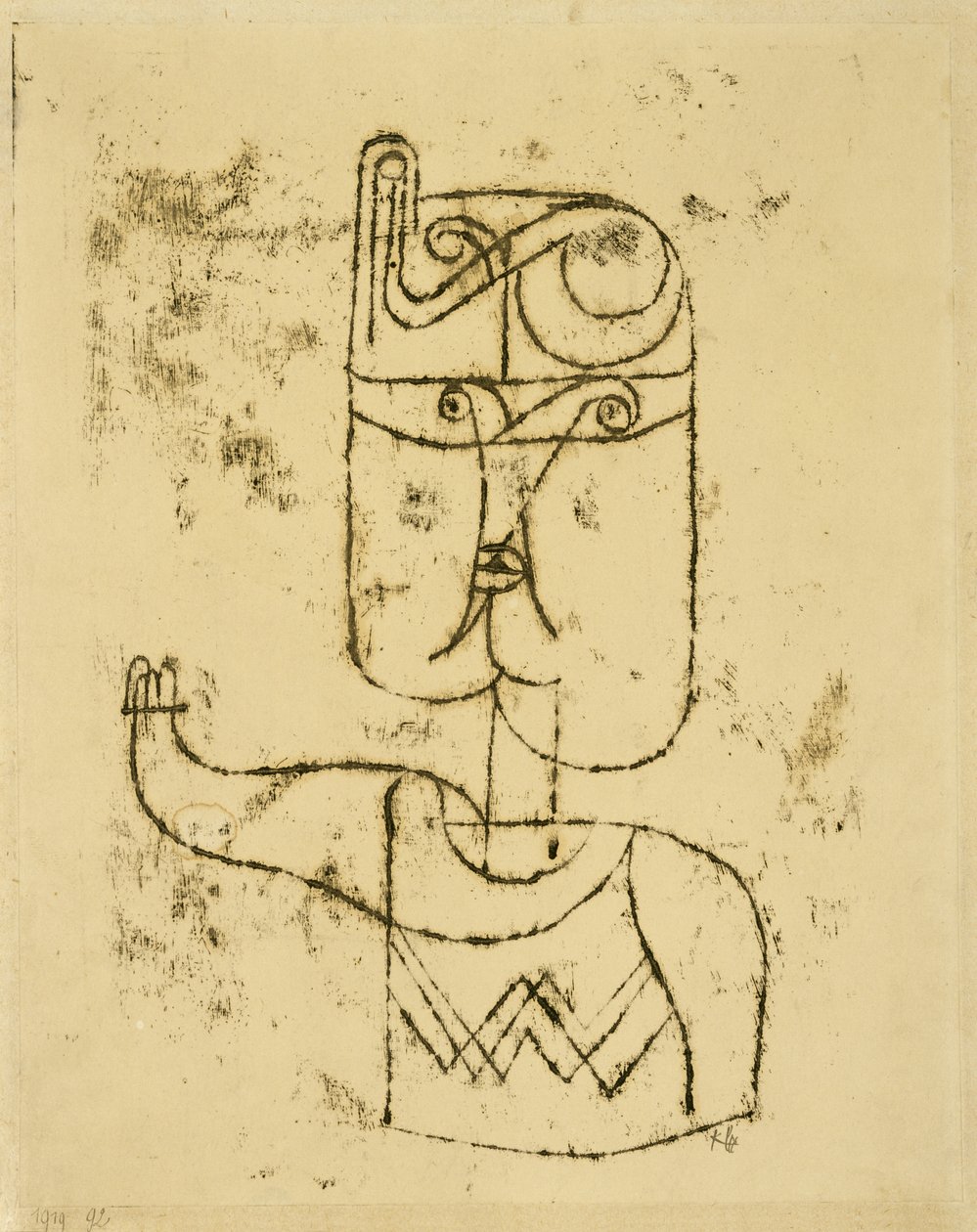 Mathematisches Bildnis.1919（纸上油画，裱在纸板上） 作者 保罗·克莱