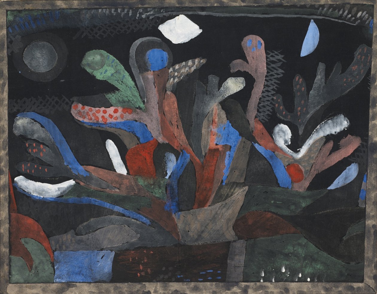 深色花园的图片Dunkelbuntes Gartenbild，1923年 作者 保罗·克莱