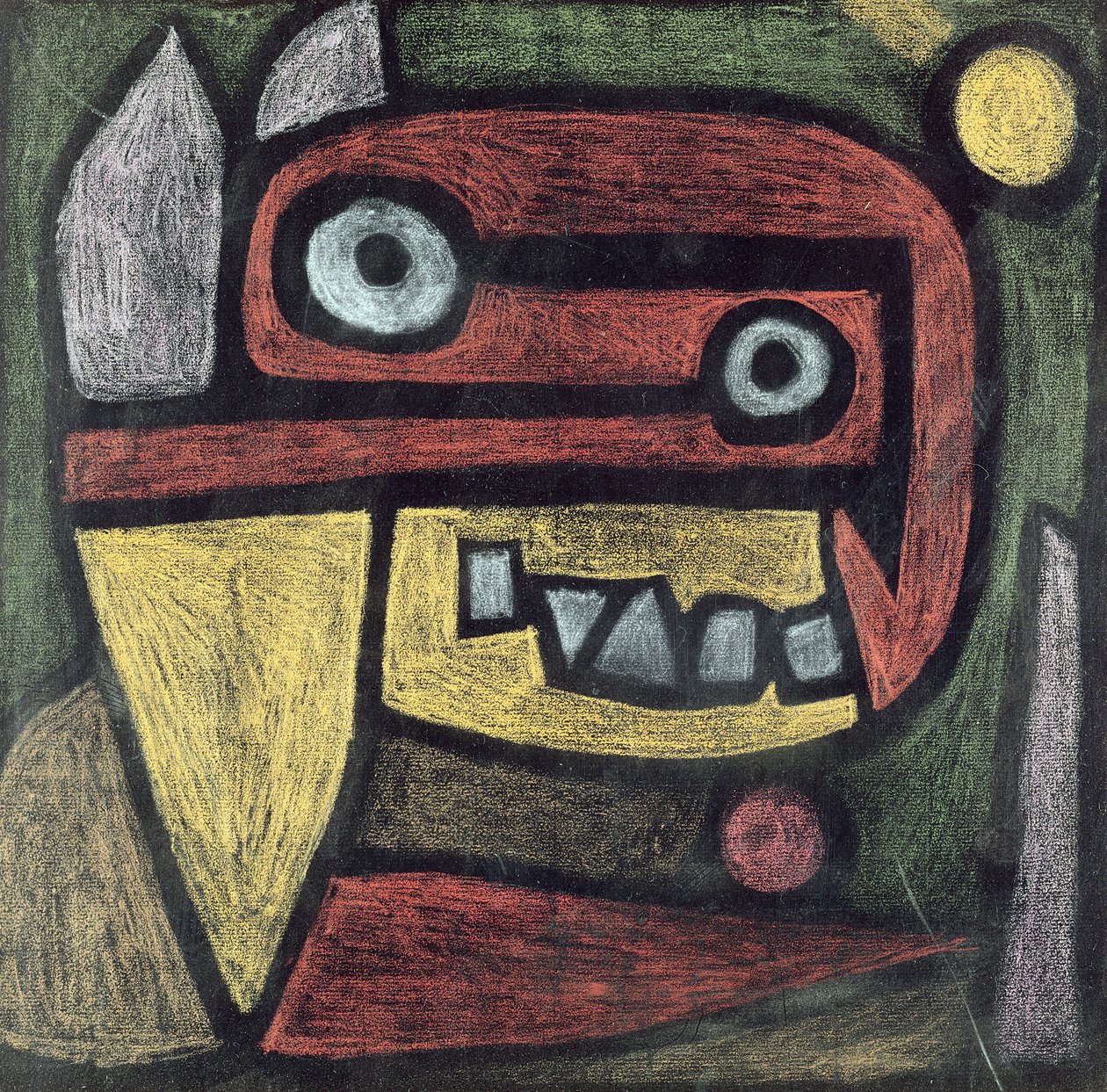 无题（面具：野生动物）c.1939（彩色铅笔和纸上彩色浆糊） 作者 保罗·克莱