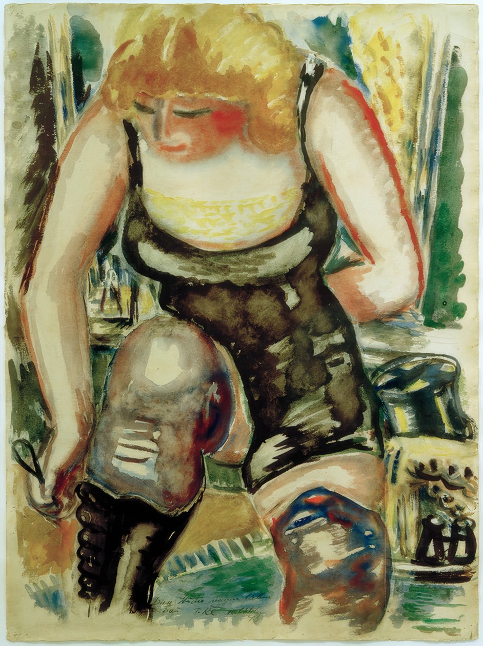 Blonde Dame mit Schuhknöpfer 作者 保罗·克莱因施密特