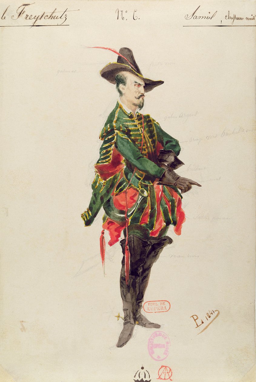 歌曲“自由保护”的猎人萨米尔的服装作者：Carl Maria von Weber（1786-1826）1841 作者 保罗·洛尔米耶