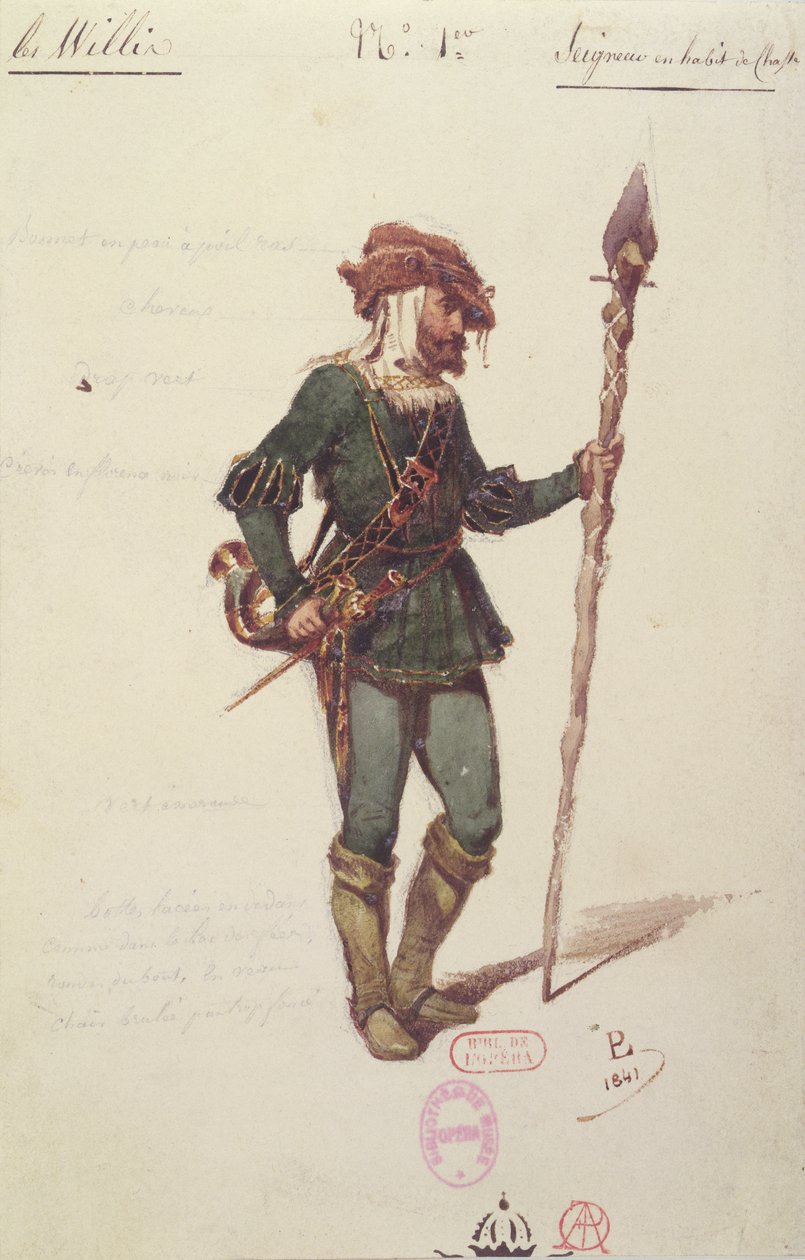 Adolphe Adam（1803-56）c.1841的&39;Giselle&39;狩猎服装设计 作者 保罗·洛尔米耶