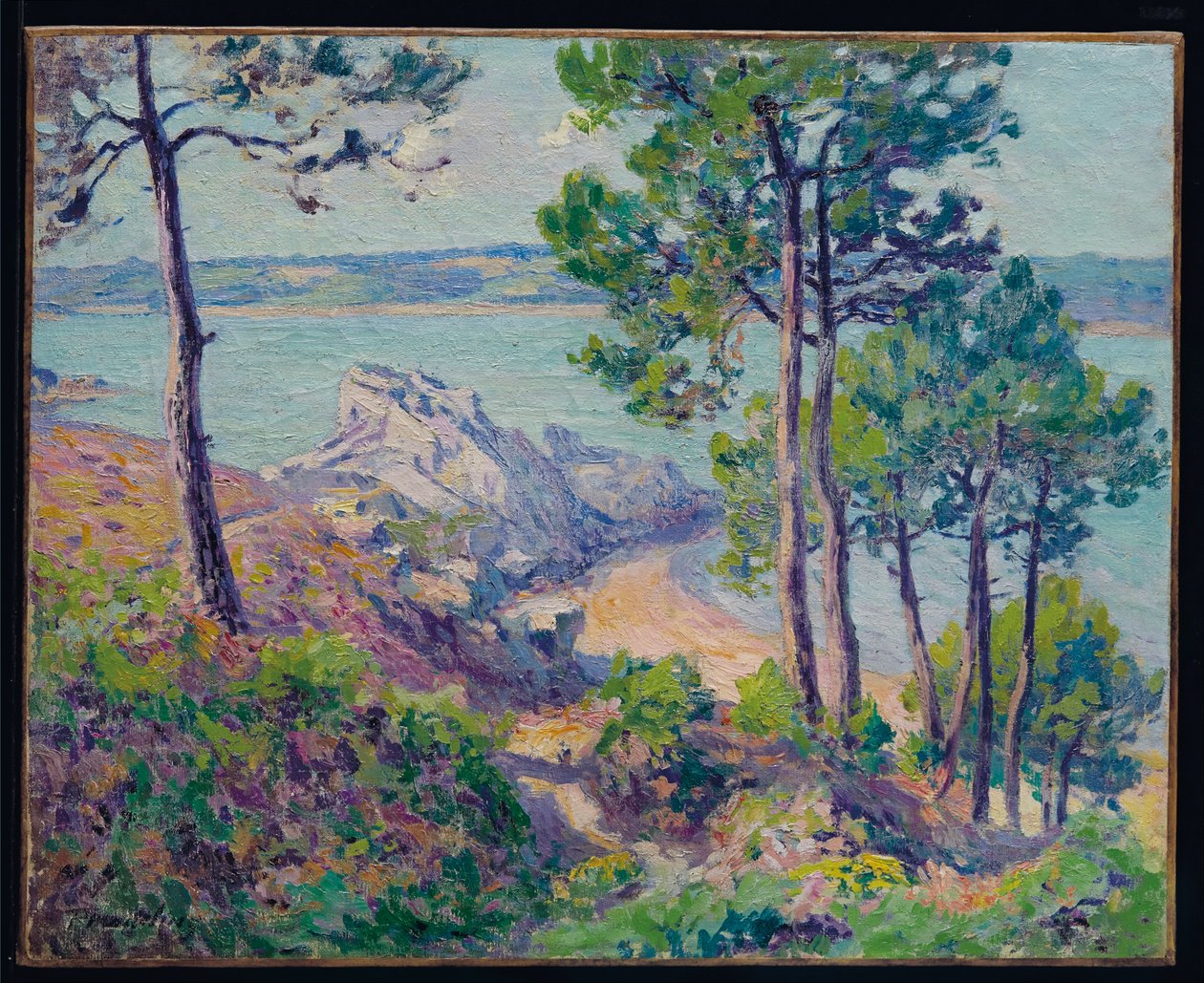 在海岸，c。 1906（布面油画） 作者 保罗·马德琳