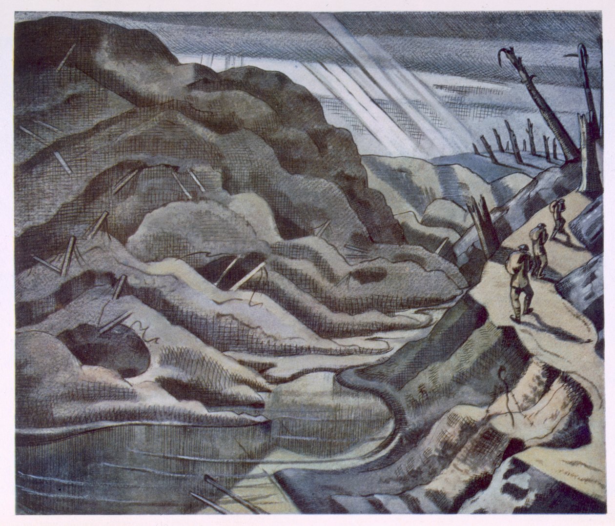 景观，1917 年主岁，来自前线的英国艺术家，西线延续，第三部分，保罗·纳什 作者 保罗·纳什