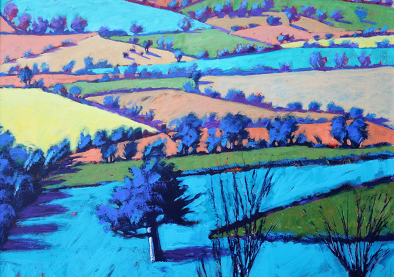 Teme Valley summer II close up (acrylic on board) 作者 保罗·鲍伊斯
