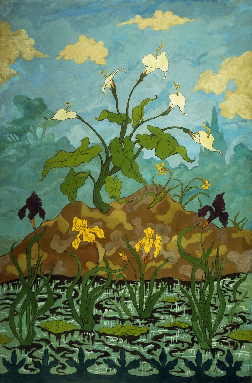 百合，紫色和黄色鸢尾花；虹膜，虹膜紫罗兰和Jaunes，1899年 作者 保罗·埃利·兰森