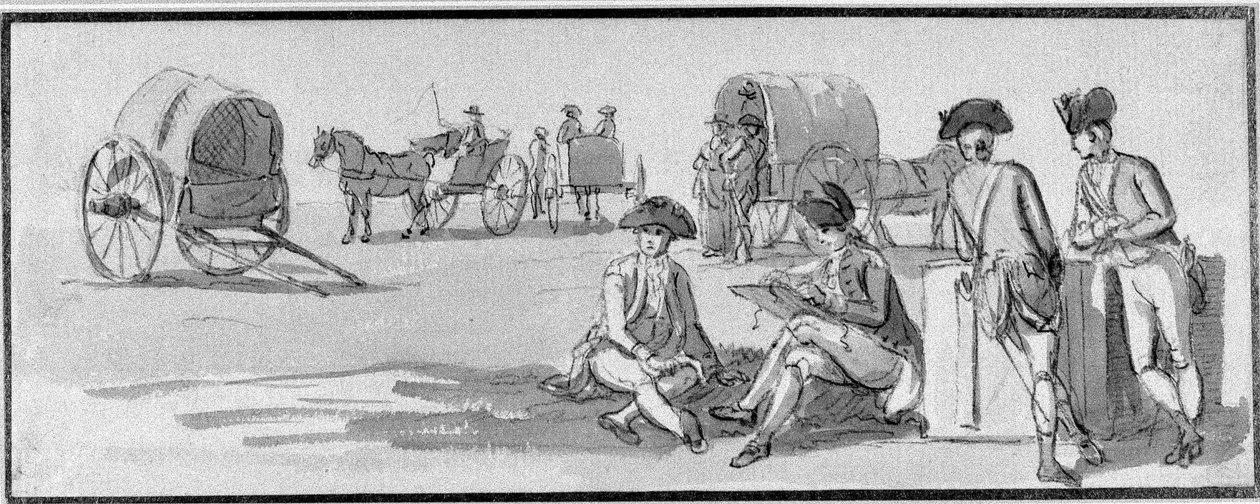 1780年在海德公园休息的步兵军官 作者 保罗·桑德比
