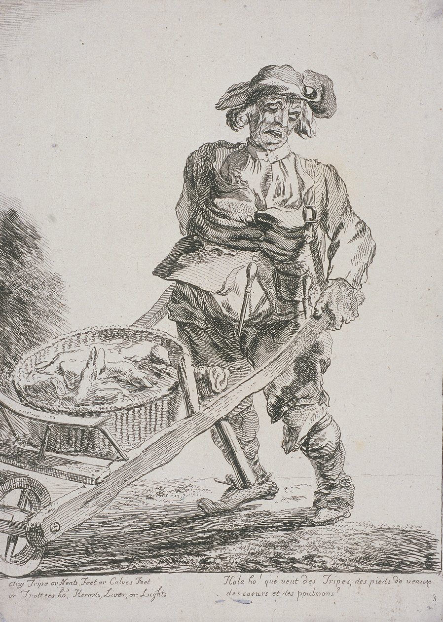 卖内脏的人，伦敦的哭声，1760年 作者 保罗·桑德比