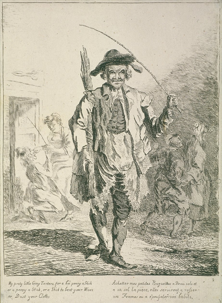 卖棍子的人，伦敦的哭声，1760年 作者 保罗·桑德比