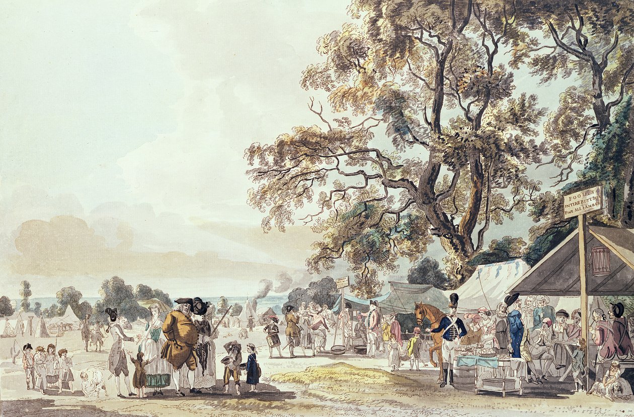 海德公园的营地，1780年（彩色aquatint） 作者 保罗·桑德比