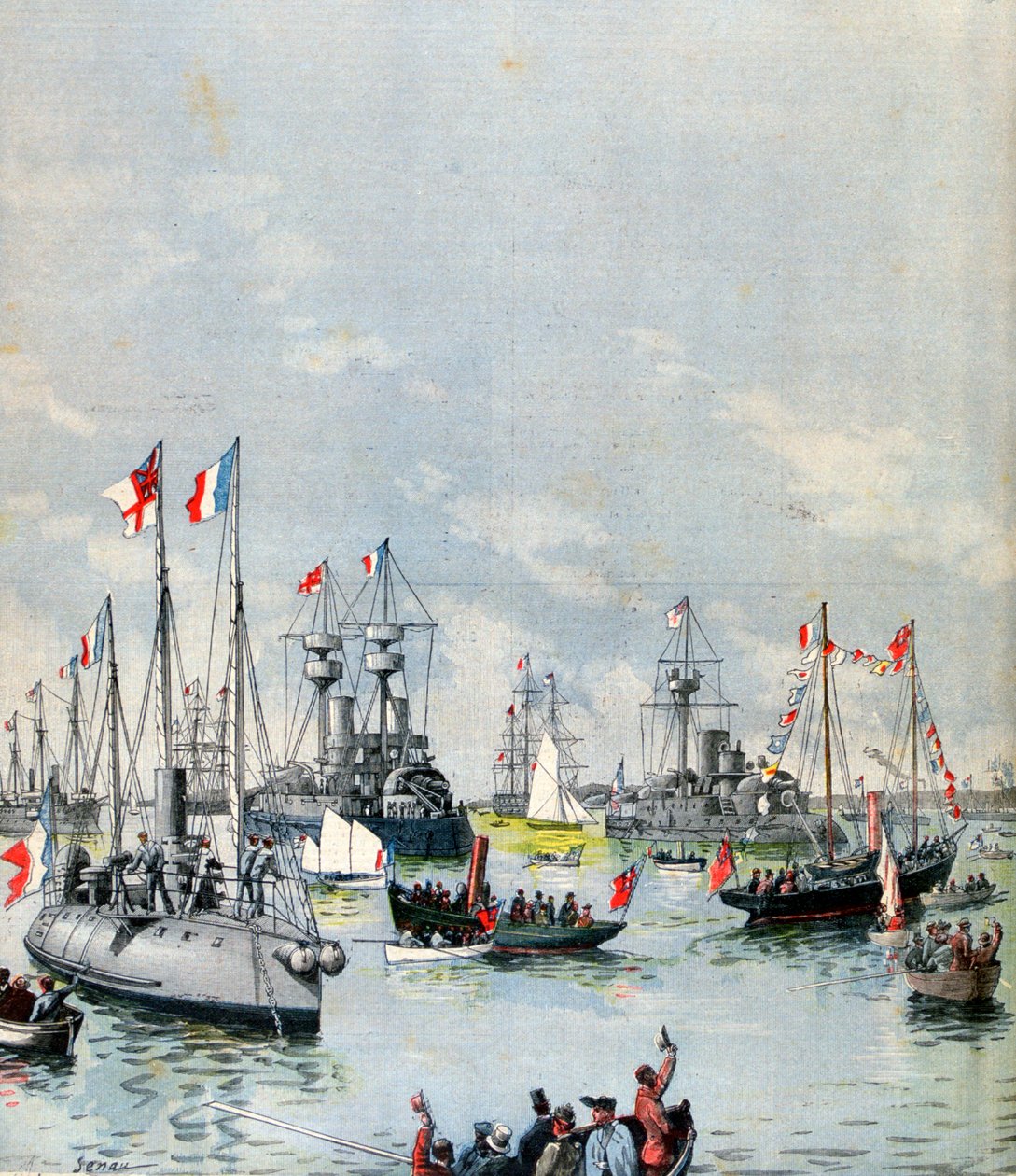 朴茨茅斯港的法国船队，1891年 作者 保罗·塞瑙