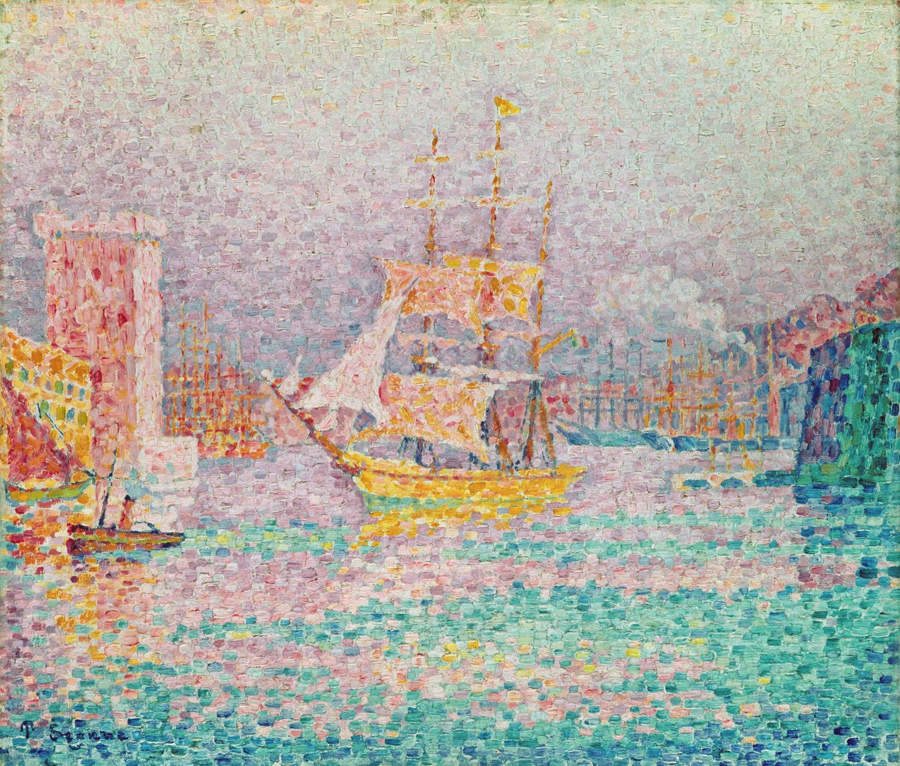 在马赛港口，c.1906 作者 保罗·西尼亚克