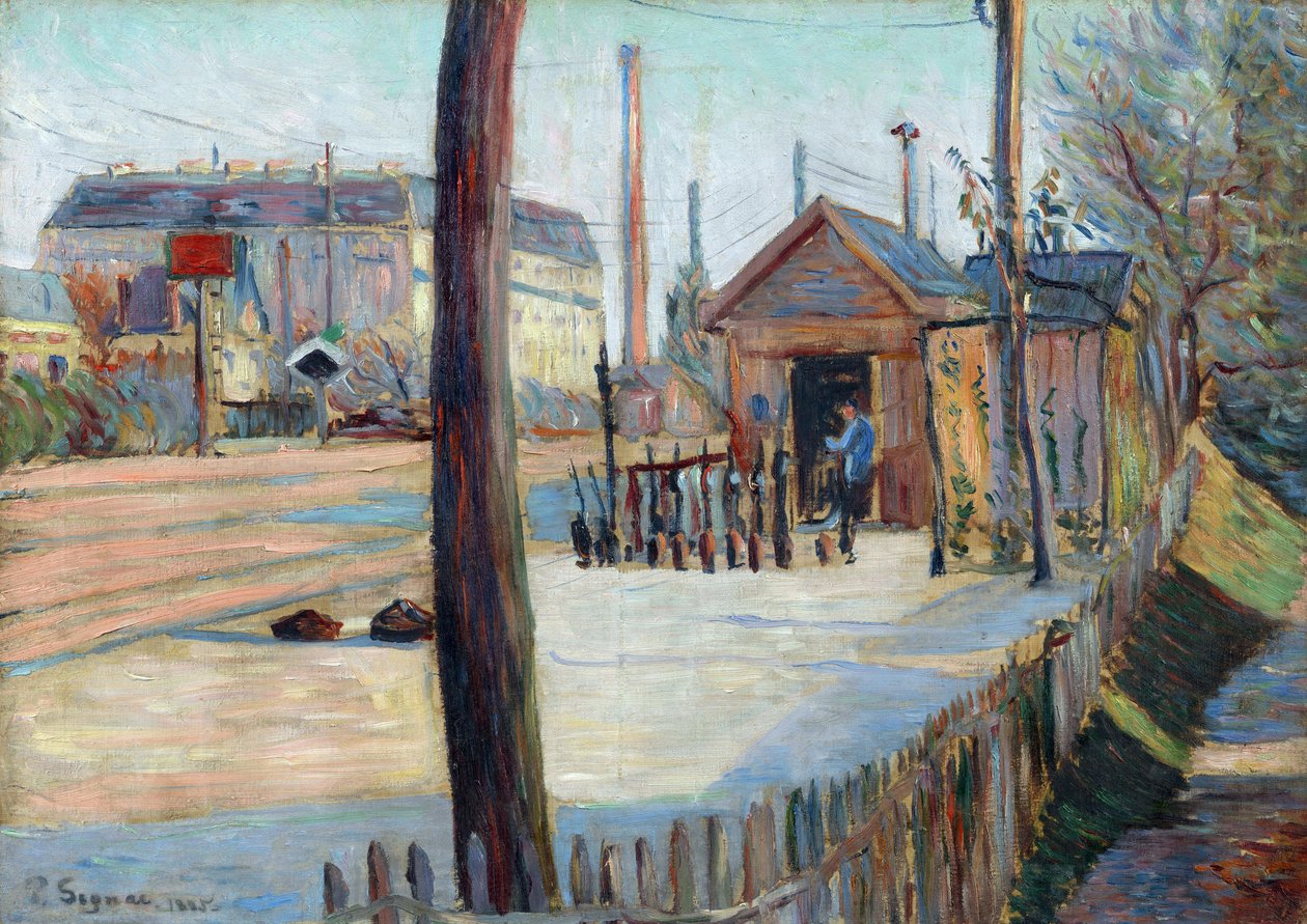 Bois Colombes 附近的铁路枢纽站（法国）--保罗-西涅克（1863-1935 年）的画作，布面油画（46.4x65 厘米） 作者 保罗·西尼亚克