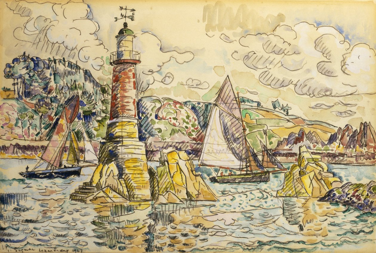 La Phare a Lezardrieux，1927年 作者 保罗·西尼亚克