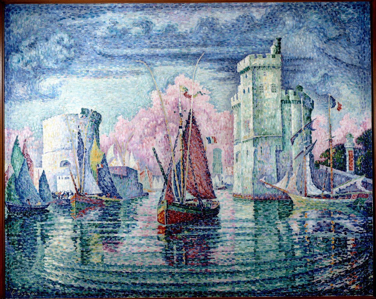 Le port de la Rochelle 画作 Paul Signac (1863-1935) 1921 年 1,3x1,62 m 巴黎，奥赛博物馆 - 拉罗谢尔港。 Paul Signac (1863-1935) 的绘画 作者 保罗·西尼亚克