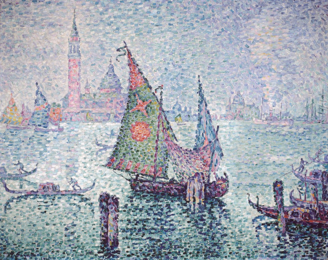 威尼斯的绿色风帆，1904年 作者 保罗·西尼亚克