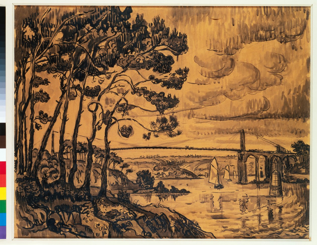 Lezardrieux桥，1922年 作者 保罗·西尼亚克