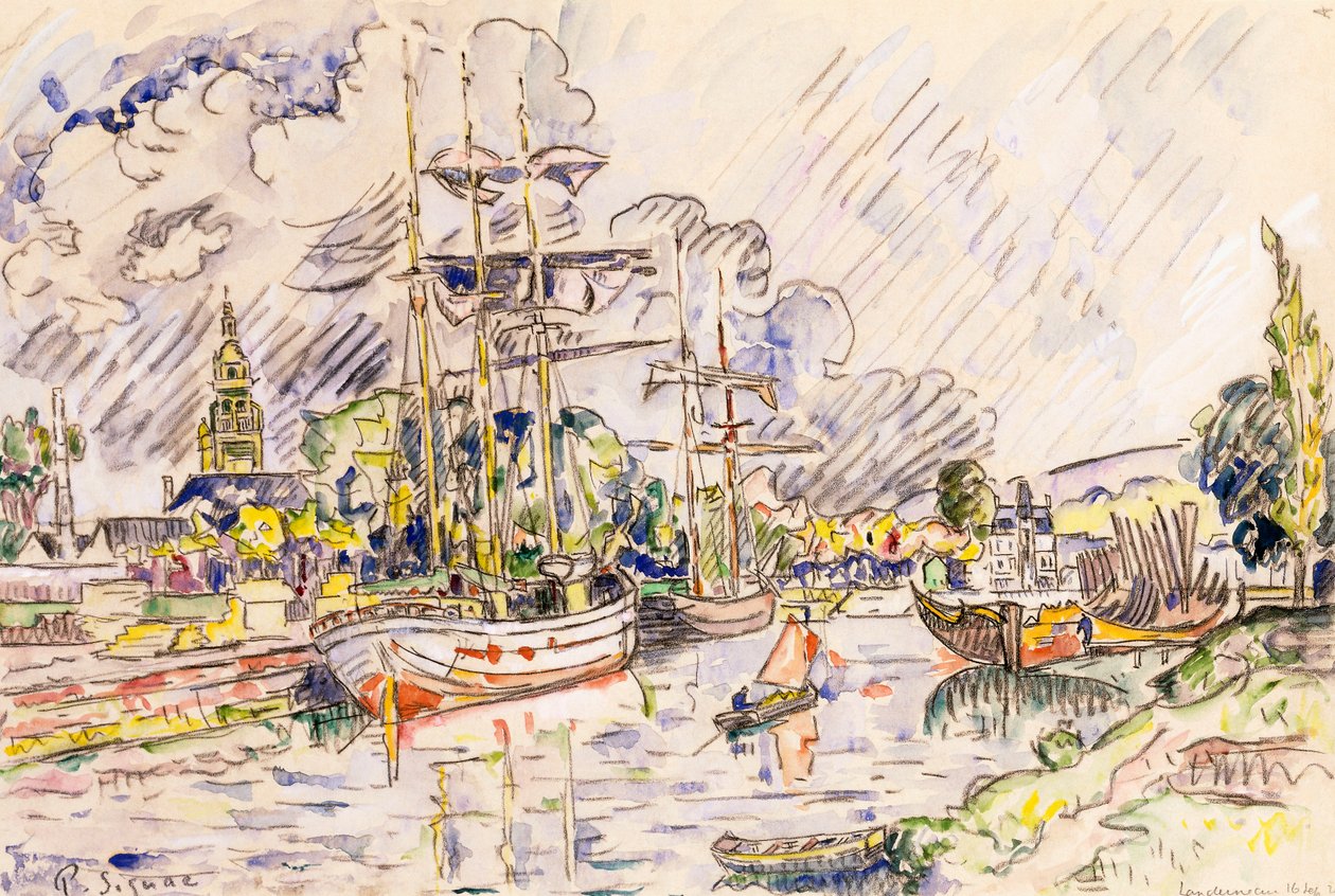 朗德瑙港，1921年 作者 保罗·西尼亚克