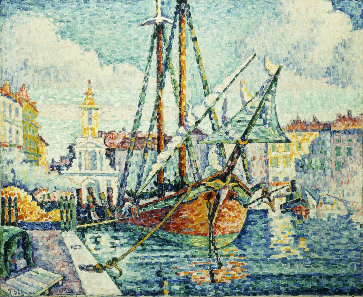 圣特罗佩港； Le Port de St.Tropez，1923年 作者 保罗·西尼亚克