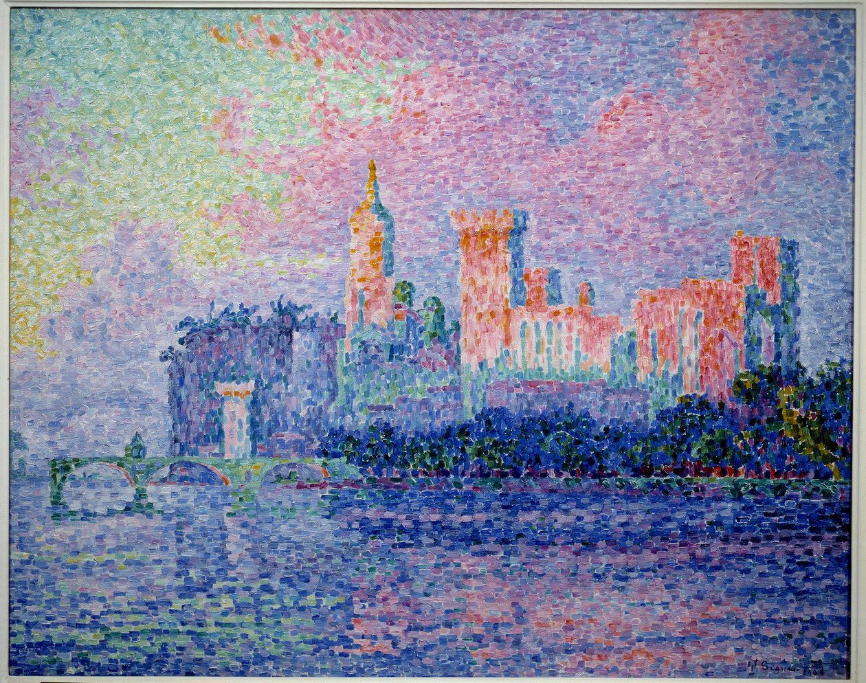 阿维尼翁教皇的城堡。 Paul Signac (1863-1935) 的绘画 作者 保罗·西尼亚克