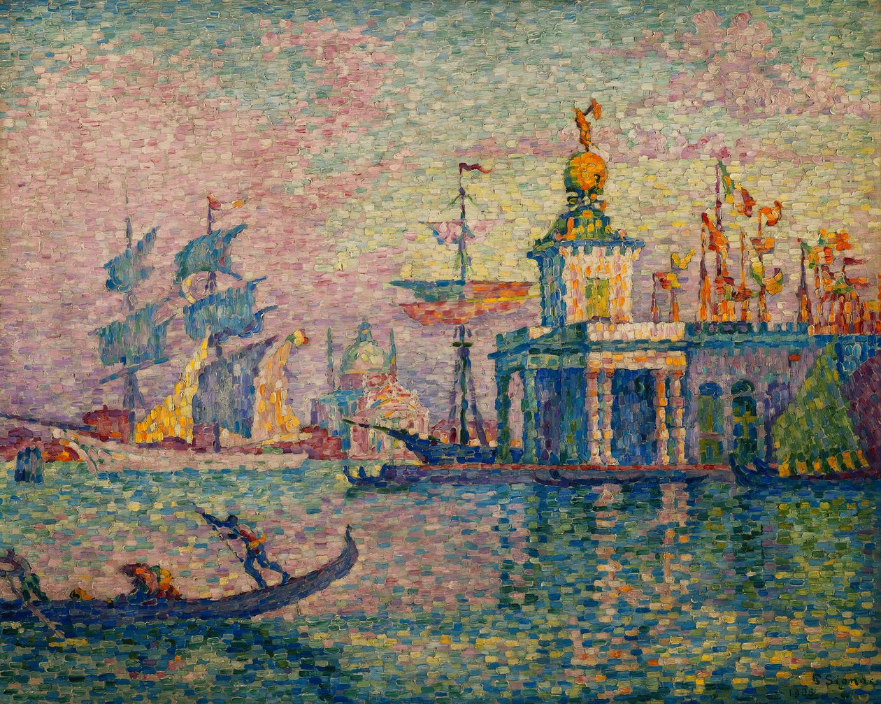威尼斯海关大楼；威尼斯-海上风俗，1908年 作者 保罗·西尼亚克