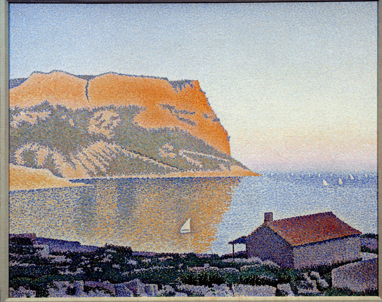 黑醋栗湾的景色，Cap Canaille 的画作 Paul Signac (1863-1935) 1889 年私人收藏 - 卡西斯湾的景色，Cap Canaille。 Paul Signac (1863-1935) 的绘画 作者 保罗·西尼亚克