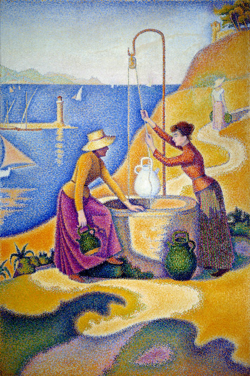 井边的女人或井边的年轻普罗旺斯人。 Paul Signac (1863-1935) 的绘画 作者 保罗·西尼亚克