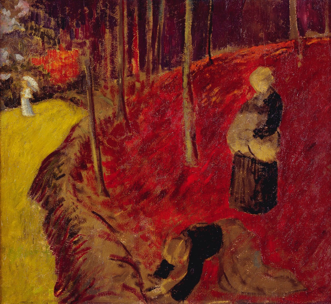 Bois d中的蕨类植物采集者“ Pont Aven的爱情； Bois d的Les Ramasseuses de Fougeres au” Pont aven的Amour，约1910年 作者 保罗·塞鲁西耶