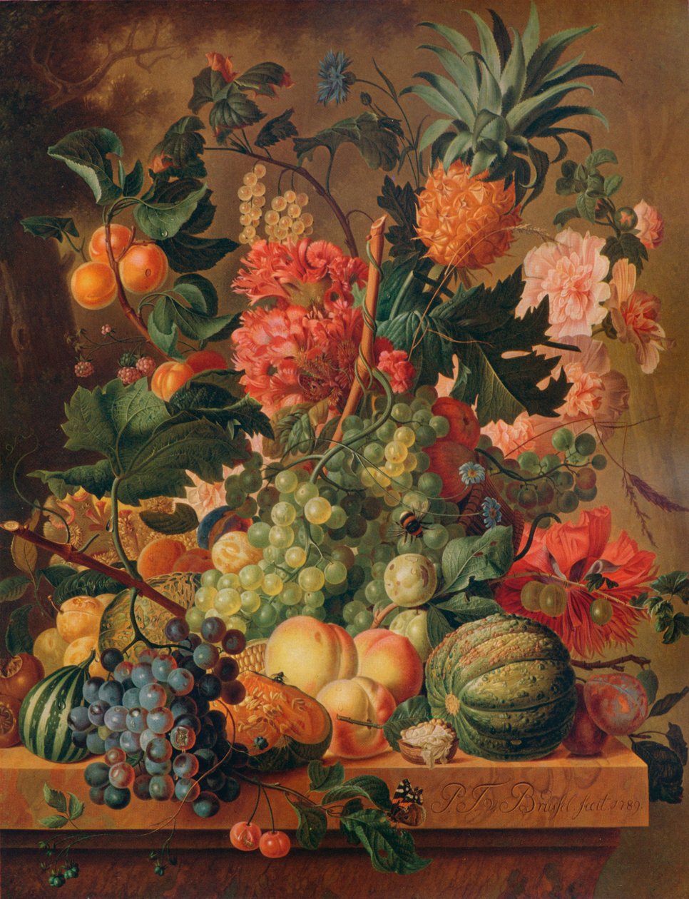 《水果与鲜花》，1789年，1938年 作者 保罗·西奥多·范·布鲁塞尔