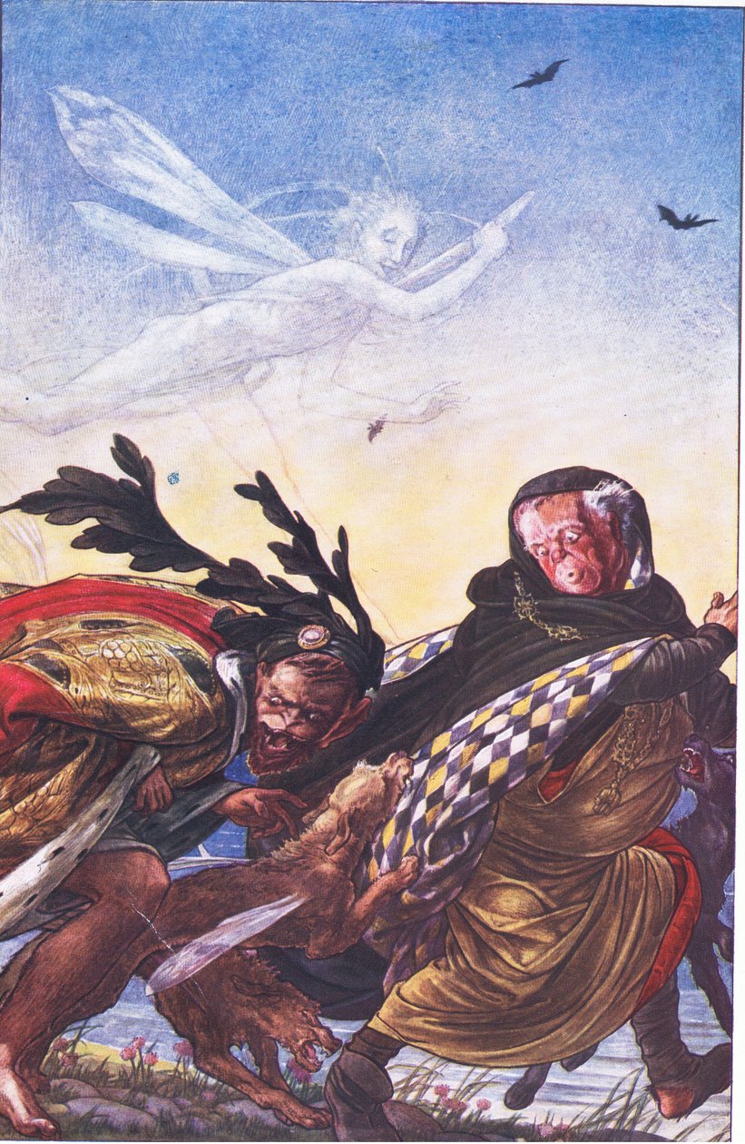 愤怒！愤怒！在那里，暴君，哈克！ Hark！，来自The Tempest的插图，1908年 作者 保罗·文森特·伍德罗夫