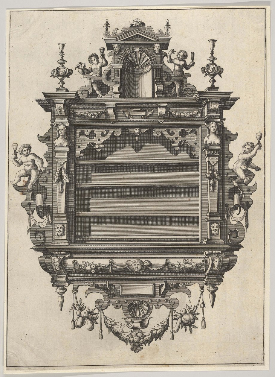 Verscheyden Schrynwerck的壁挂式搁架单元... [Plusieurs Menuiseries ...]，1658年。 作者 保罗·弗雷德曼·德弗里斯