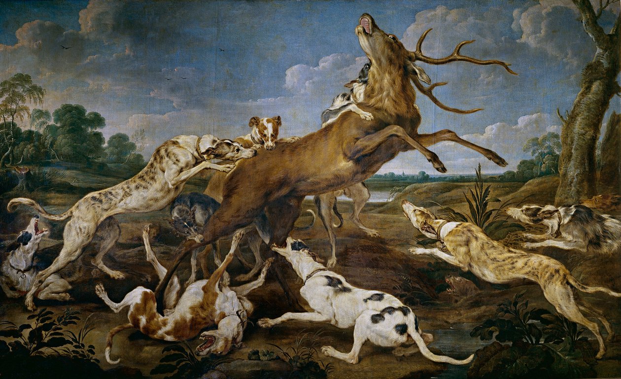 猎鹿（布面油画） 作者 保罗·德沃斯