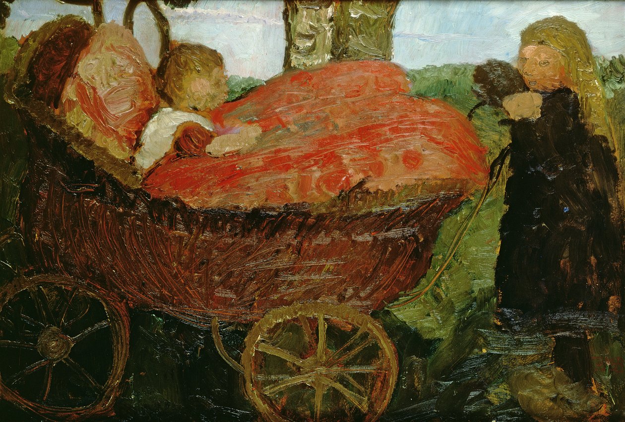 推着婴儿车的小女孩，1904年 作者 宝拉·莫德森·贝克尔