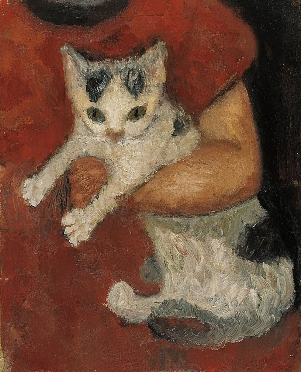 猫在孩子的胳膊上。约于1903年 作者 宝拉·莫德森·贝克尔