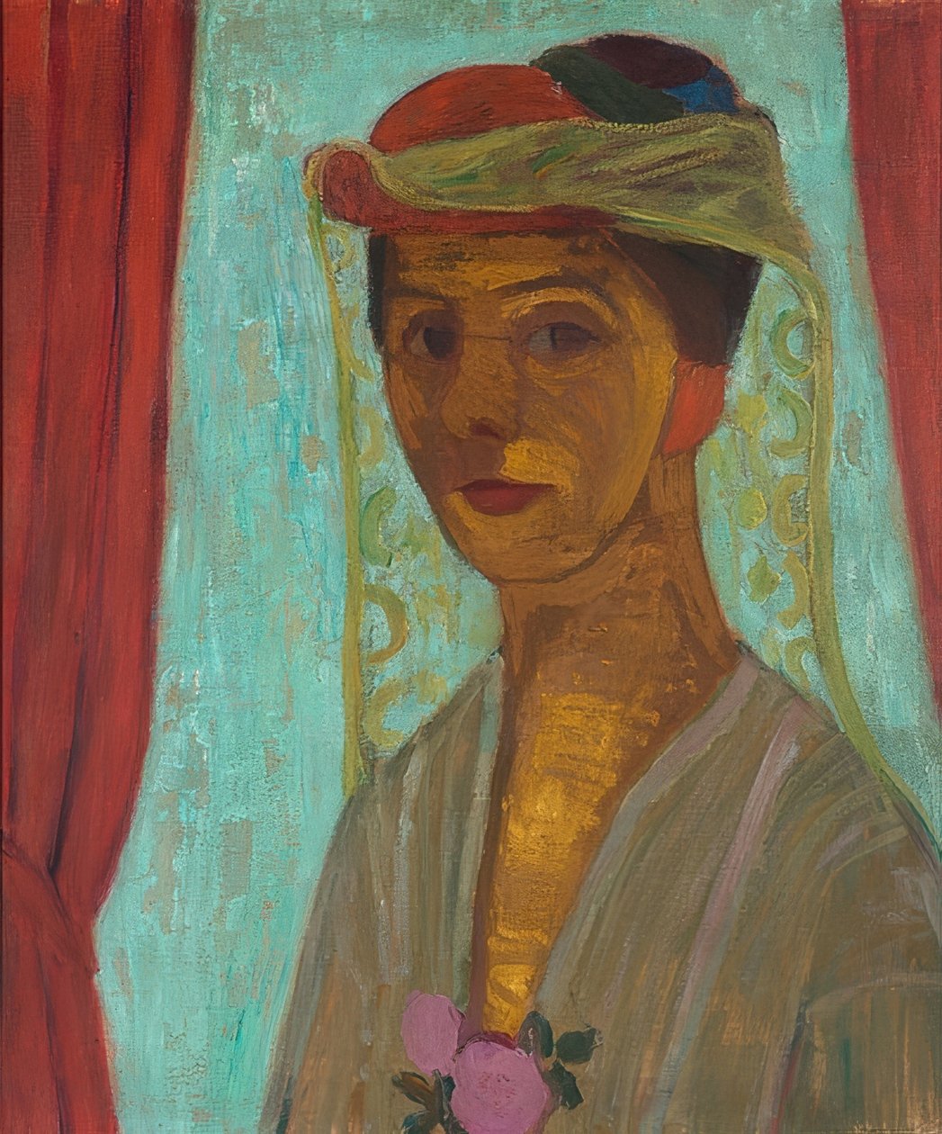 戴着帽子和面纱的自画像。 1906-07 作者 宝拉·莫德森·贝克尔