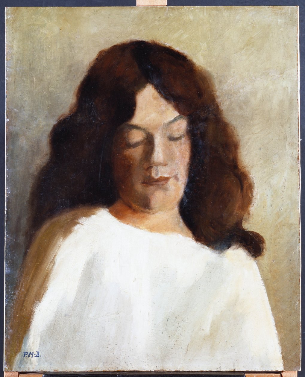 留着头发的年轻女子，约1897年 作者 宝拉·莫德森·贝克尔