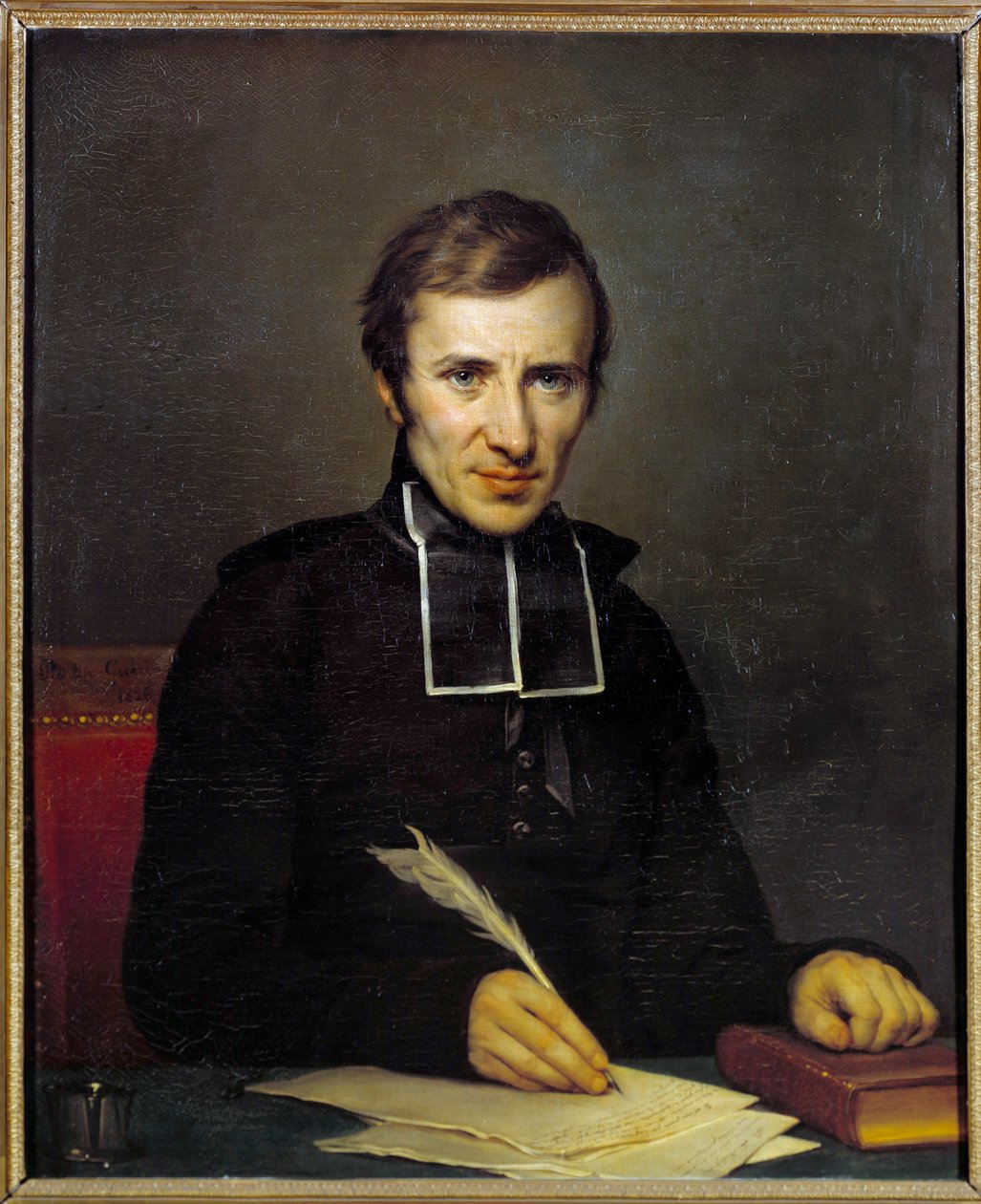 Felicite Robert de Lamennais (1782-1854)法国作家的肖像。Jean-Baptiste Guerin Paulin (1783-1855)于1826年绘制。凡尔赛宫，凡尔赛宫和特里亚侬宫城堡。 作者 保林·让·巴蒂斯特·格林
