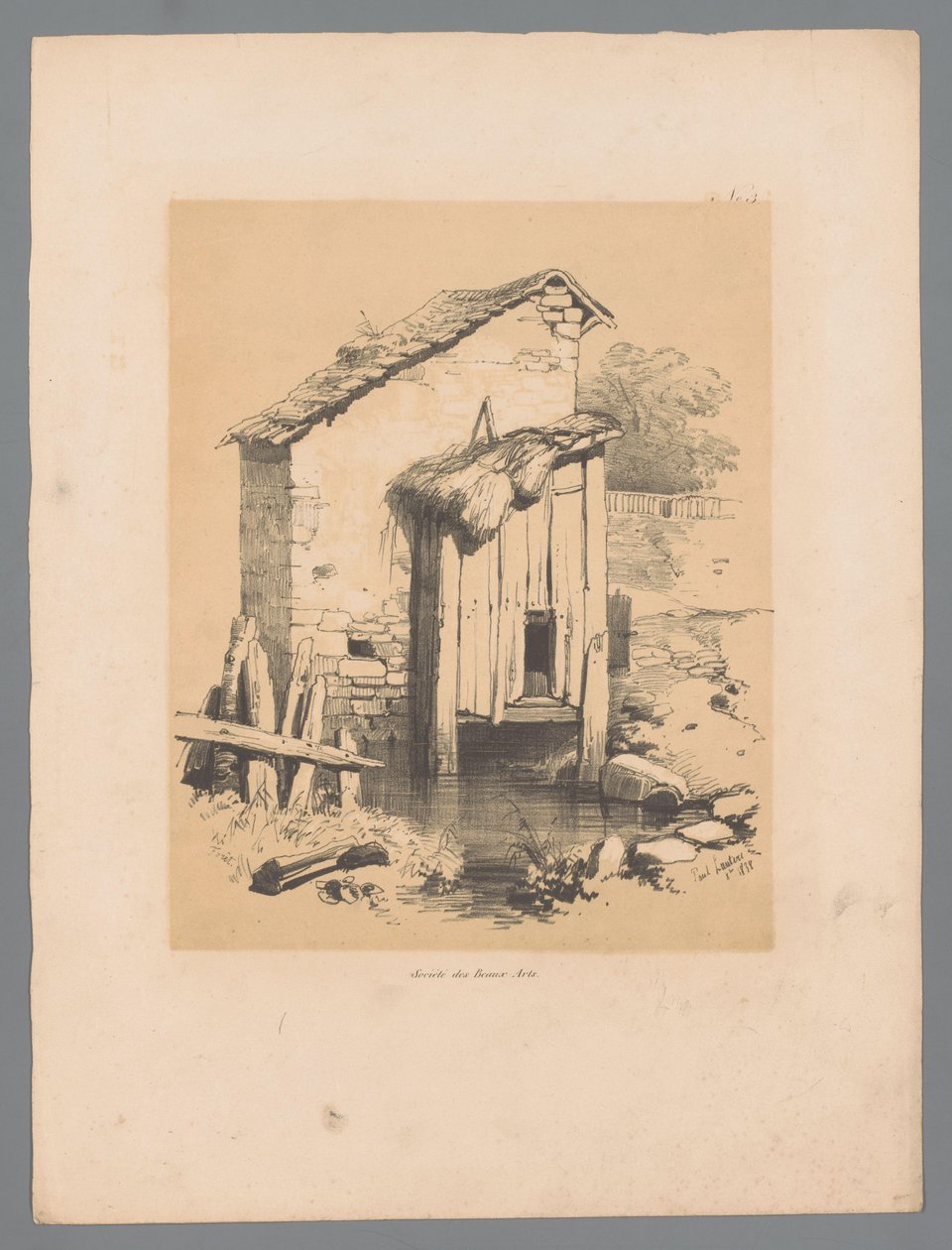 水边谷仓的景色
Forêt（物品上的标题）
保卢斯-劳特斯的风景画（系列标题）
保卢斯-劳特斯的 1839 年风景画（系列标题） 作者 保罗·劳特斯
