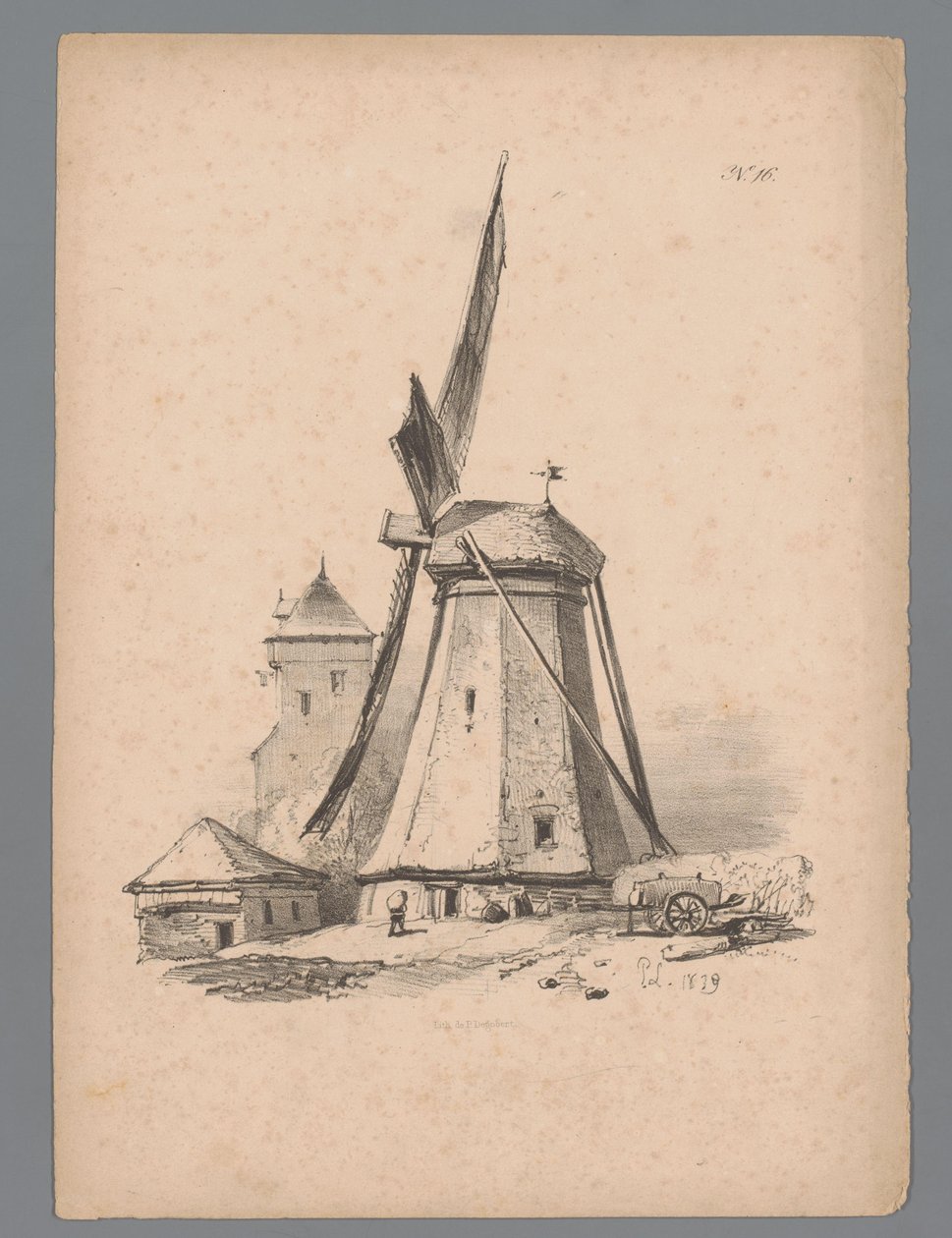 Gezicht op een windmolen Landschapsstudies door Paulus Lauters (series title) Nouvelle suite de 40 études de paysages par P. Lauters (series title) 作者 保罗·劳特斯