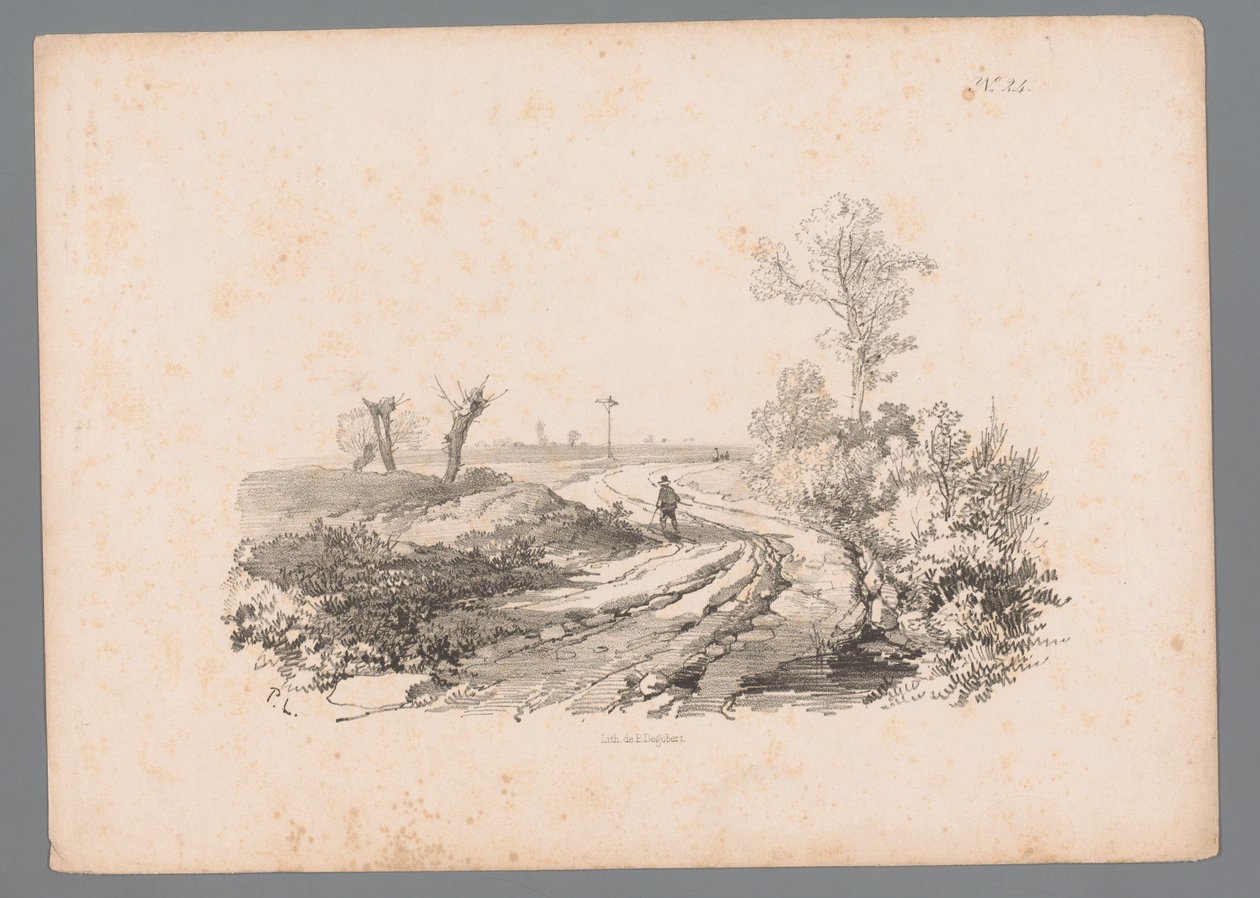 乡村道路上手持拐杖的人物风景画
保卢斯-劳特斯的风景研究（系列名称）
保卢斯-劳特斯的 40 幅风景研究新作（系列名称） 作者 保罗·劳特斯