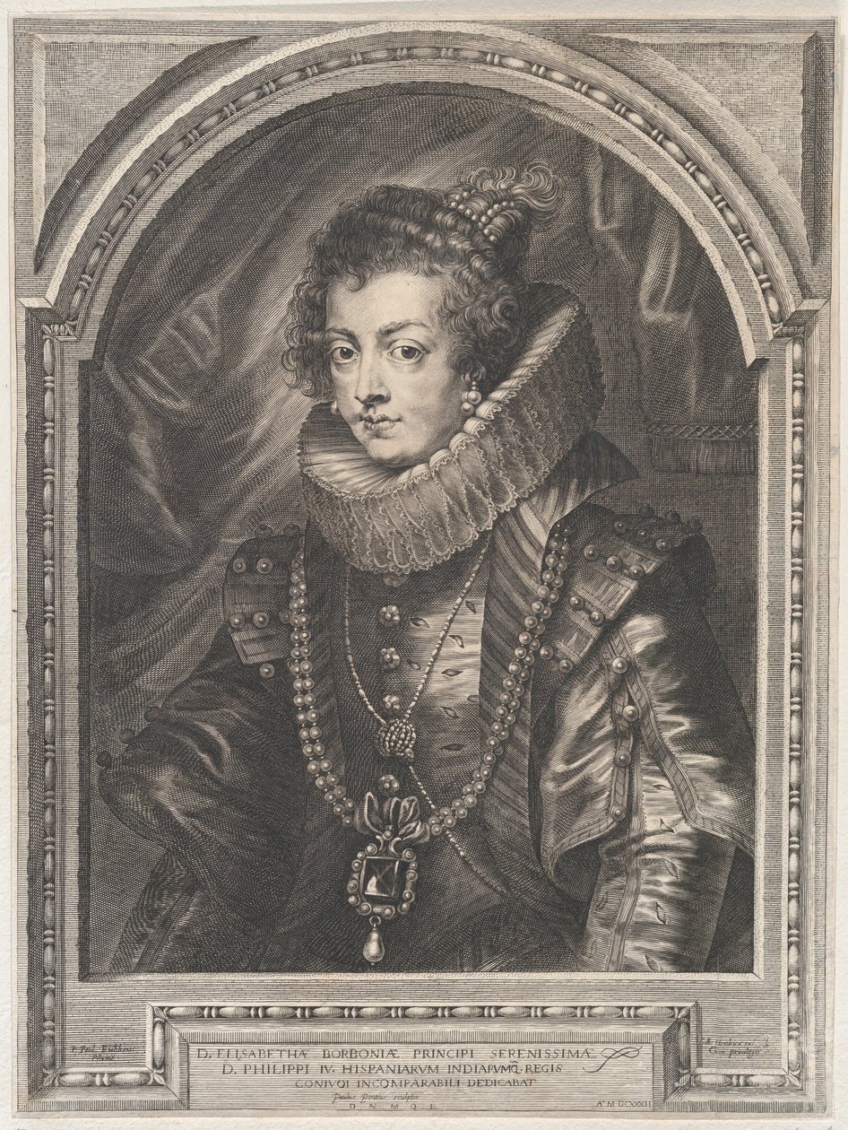 西班牙女王波旁的伊丽莎白的画像，1632年。 作者 保罗·本丢斯