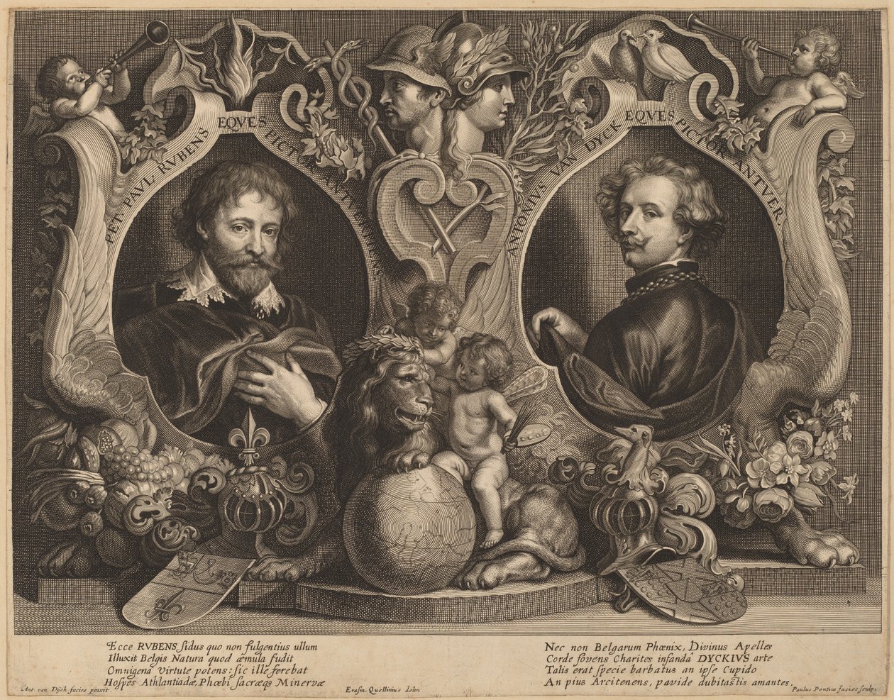 鲁本斯和凡-戴克的双人画像 作者 Paulus Pontius，继安东尼·范戴克爵士和伊拉斯谟·奎利努斯二世之后