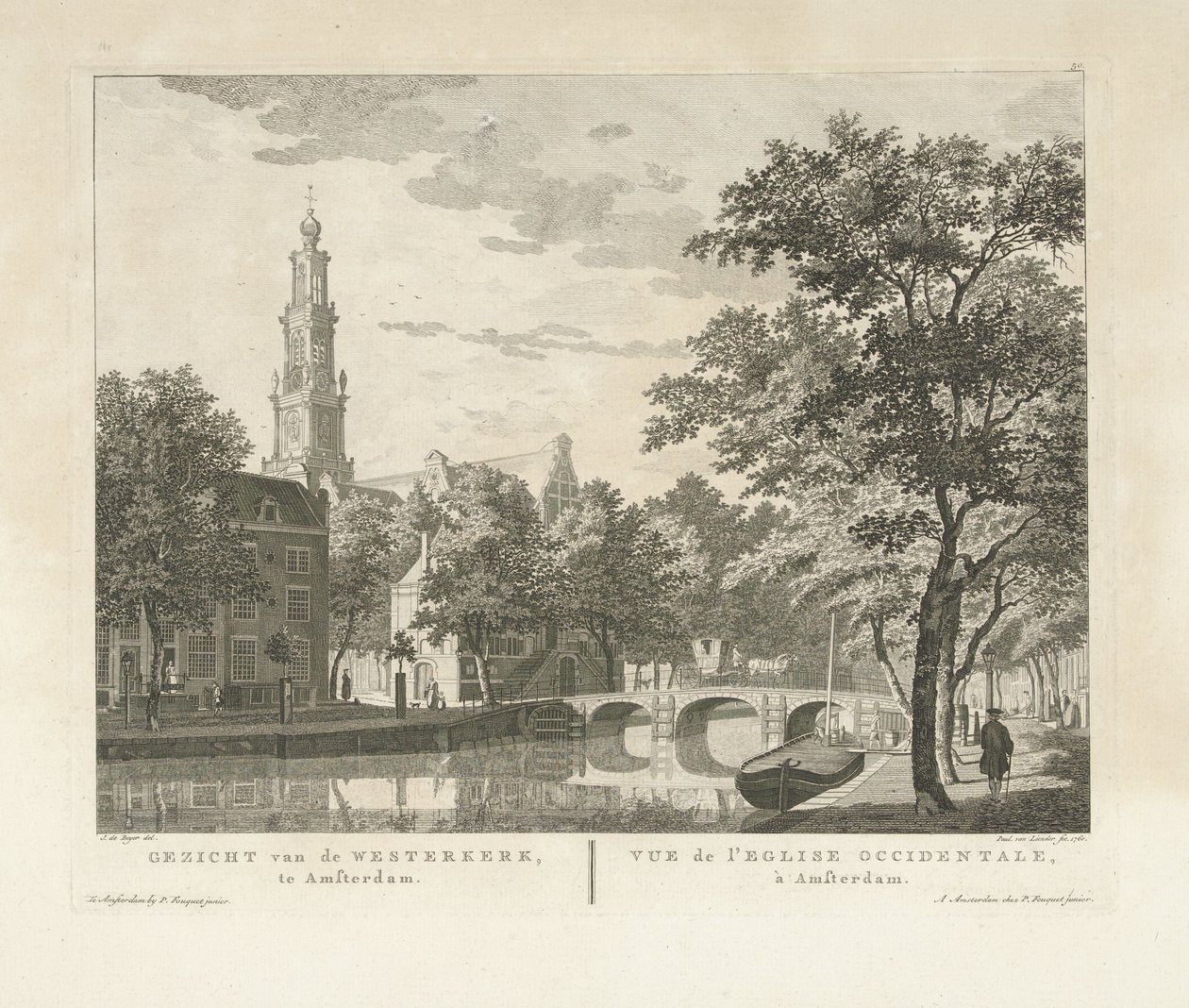 从 Keizersgracht 运河俯瞰 Westerkerk 和 Westerhal 的景色
阿姆斯特丹 Westerkerk 景观/Vue de l