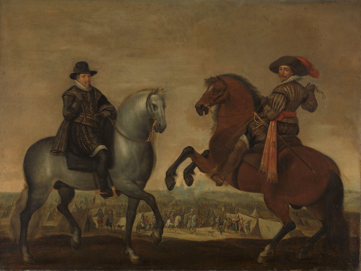 马背上的莫里茨王子和弗雷德里克-亨德里克王子 作者 Pauwels van Hillegaert (车间)